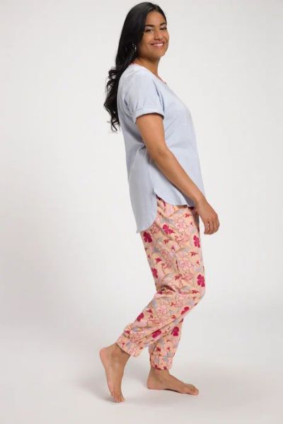 Veliki brojevi Pidžama motiv cvijeća na nogavicama moda za punije