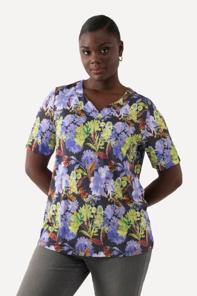 Veliki brojevi Majica Slinky s cvjetnim uzorkom moda za punije