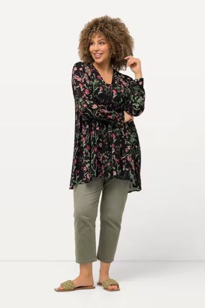 Veliki brojevi Bluza cvjetnog printa V ovratnika moda za punije