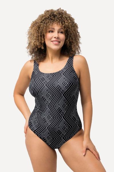 Veliki brojevi Kupaći kostim jednodijelni geometrijskog printa moda za punije