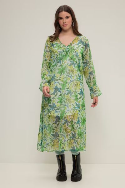 Veliki brojevi Haljina A kroja cvjetnog printa moda za punije