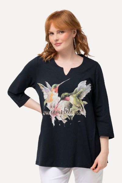 Veliki brojevi Majica s printom ptica 3/4 rukavi moda za punije