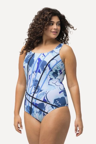 Veliki brojevi Kupaći kostim jednodijelni s printom pruga i cvijeća moda za punije
