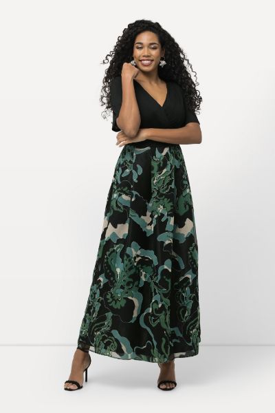 Veliki brojevi Haljina elegantna maxi cvjetnog printa V izreza moda za punije