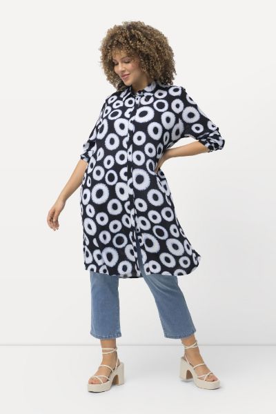 Veliki brojevi Bluza dužeg kroja motiv krugova moda za punije