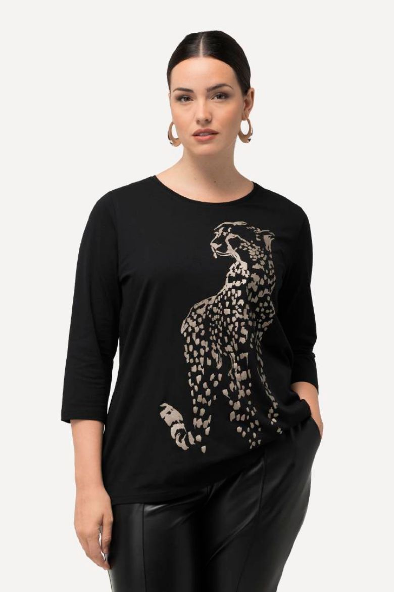 Plus size veliki brojevi Majica s 3/4 rukavima s printom leoparda za punije