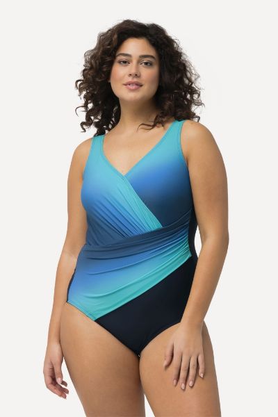 Veliki brojevi Kupaći kostim jednodijelni na preklop V izreza moda za punije