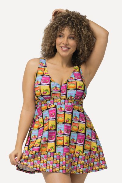 Veliki brojevi Kupaći kostim haljina s printom voća moda za punije