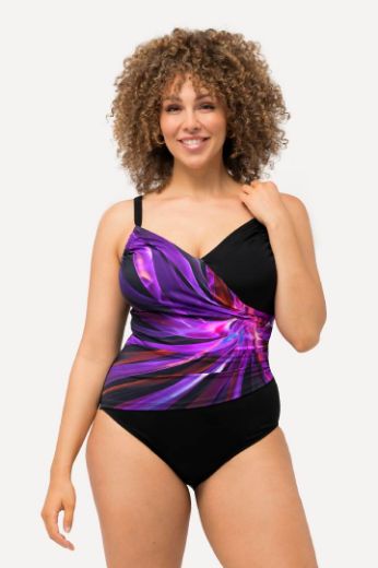 Plus size veliki brojevi Kupaći kostim jednodijelni s motivom neonskog svijetla za punije