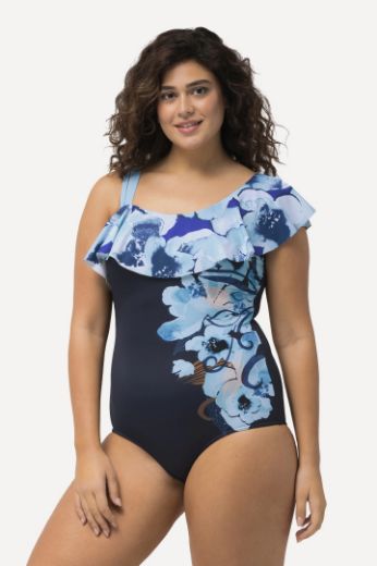 Plus size veliki brojevi Kupaći kostim jednodijelni s volanom cvjetnog printa za punije