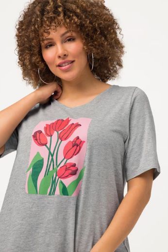 Plus size veliki brojevi Majica sa šarenim cvjetnim motivima za punije