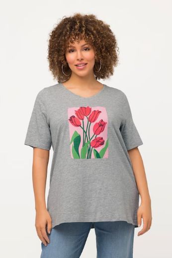 Plus size veliki brojevi Majica sa šarenim cvjetnim motivima za punije