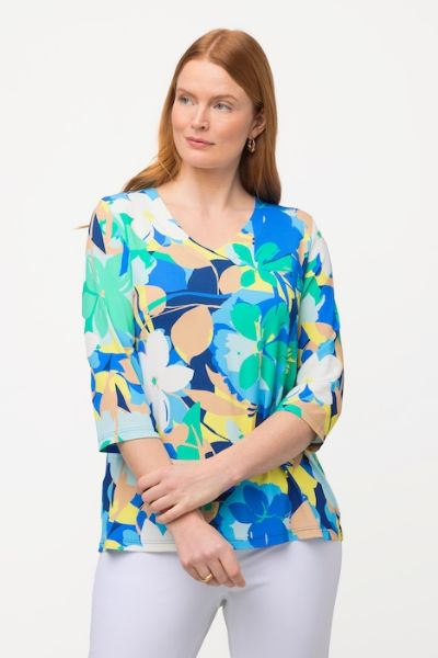 Veliki brojevi Bluza cvjetni print 3/4 rukavi moda za punije