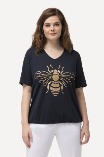 Plus size veliki brojevi Majica kratkih rukava V ovratnika s printom pčele za punije