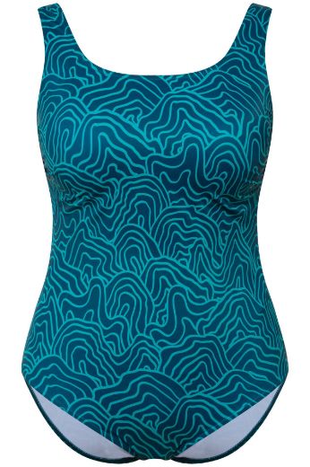 Plus size veliki brojevi Kupaći kostim jednodijelni sportski s printom valova za punije