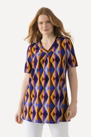 Plus size veliki brojevi Majica Slinky kratkih rukava s geometrijskim printom za punije