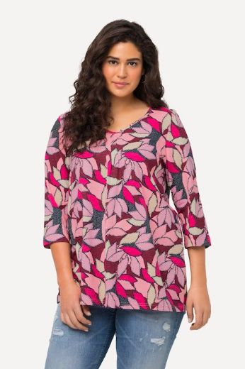 Plus size veliki brojevi Majica 3/4 rukavi motiv listova za punije