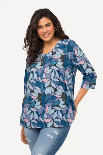 Plus size veliki brojevi Majica 3/4 rukavi motiv listova za punije