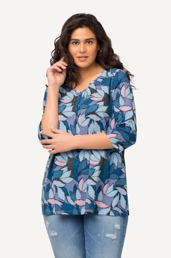 Plus size veliki brojevi Majica 3/4 rukavi motiv listova za punije