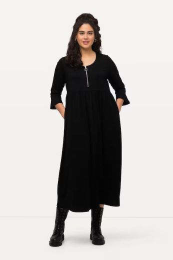 Plus size veliki brojevi Haljina s džepovima i patentnim zatvaračem na ovratniku za punije