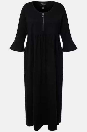 Plus size veliki brojevi Haljina s džepovima i patentnim zatvaračem na ovratniku za punije