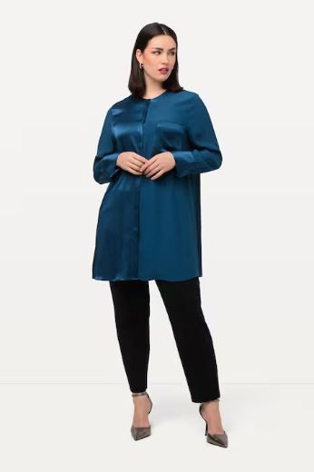 Plus size veliki brojevi Bluza bez kragne nevidljivo kopčanje za punije