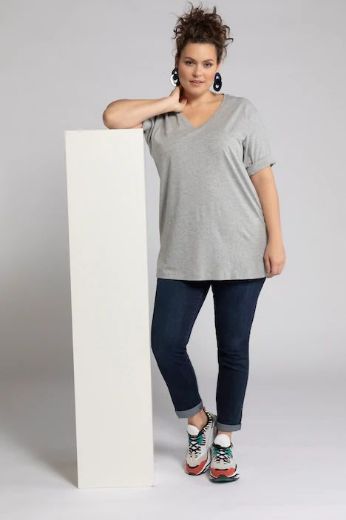 Plus size veliki brojevi Majica V izrez Basic za punije