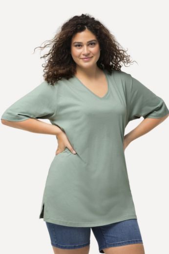 Plus size veliki brojevi Majica V izrez Basic za punije