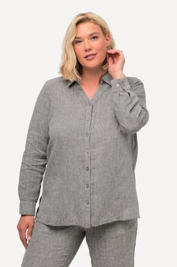 Plus size veliki brojevi Bluza lanena V ovratnik za punije