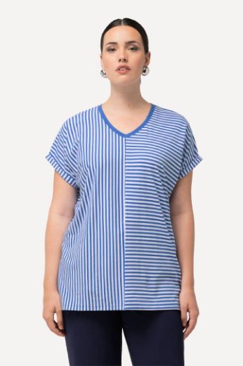 Plus size veliki brojevi Majica V ovratnika kratkih rukava na pruge za punije