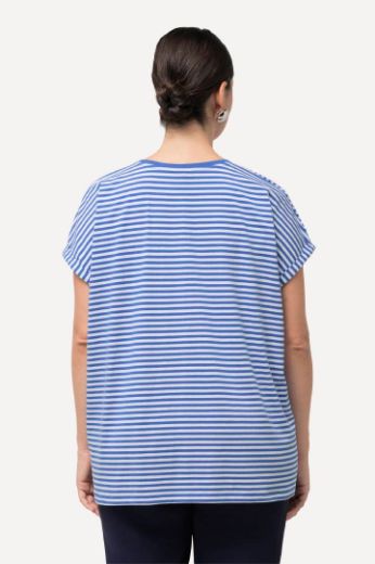 Plus size veliki brojevi Majica V ovratnika kratkih rukava na pruge za punije