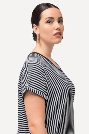 Plus size veliki brojevi Majica V ovratnika kratkih rukava na pruge za punije