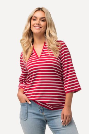 Plus size veliki brojevi Majica Polo s prugama 3/4 rukavi za punije