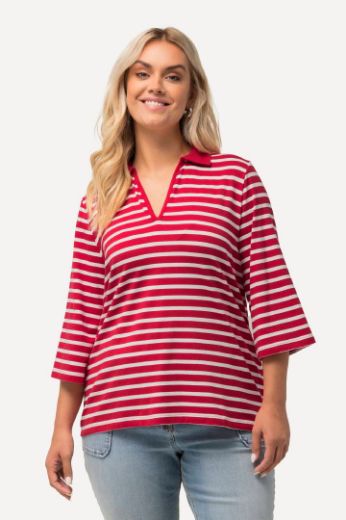 Plus size veliki brojevi Majica Polo s prugama 3/4 rukavi za punije