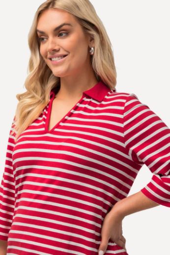 Plus size veliki brojevi Majica Polo s prugama 3/4 rukavi za punije