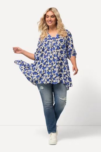 Plus size veliki brojevi Bluza cvjetnog printa V ovratnika za punije