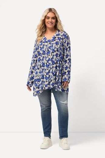 Plus size veliki brojevi Bluza cvjetnog printa V ovratnika za punije