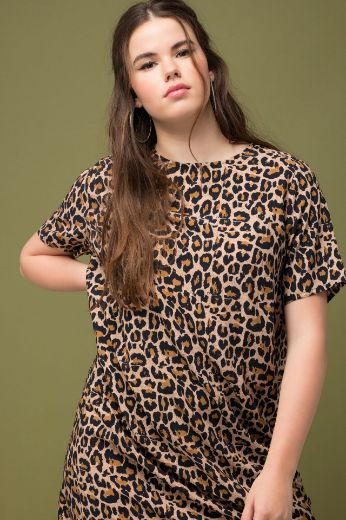 Plus size veliki brojevi Haljina kraćeg kroja s printom leoparda za punije