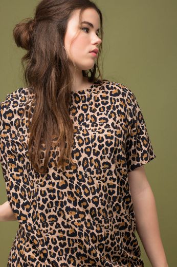 Plus size veliki brojevi Haljina kraćeg kroja s printom leoparda za punije