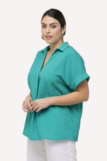 Plus size veliki brojevi Bluza spušteni rukavi s gumbima na leđima za punije