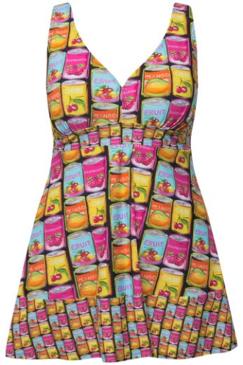 Plus size veliki brojevi Kupaći kostim haljina s printom voća za punije