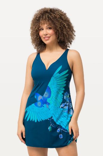 Plus size veliki brojevi Kupaći kostim haljina s printom ptice za punije