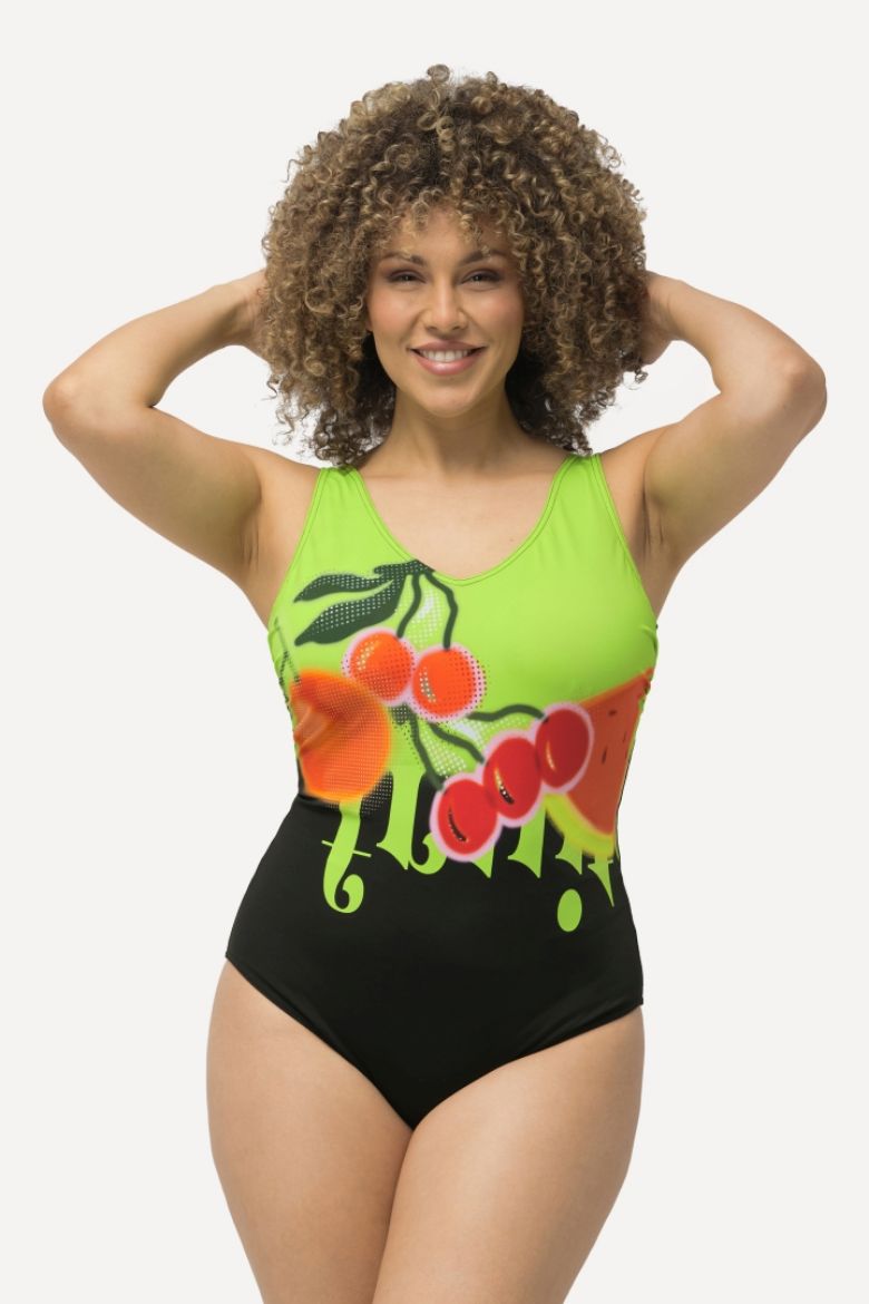 Plus size veliki brojevi Kupaći kostim jednodijelni s motivom trešnje za punije