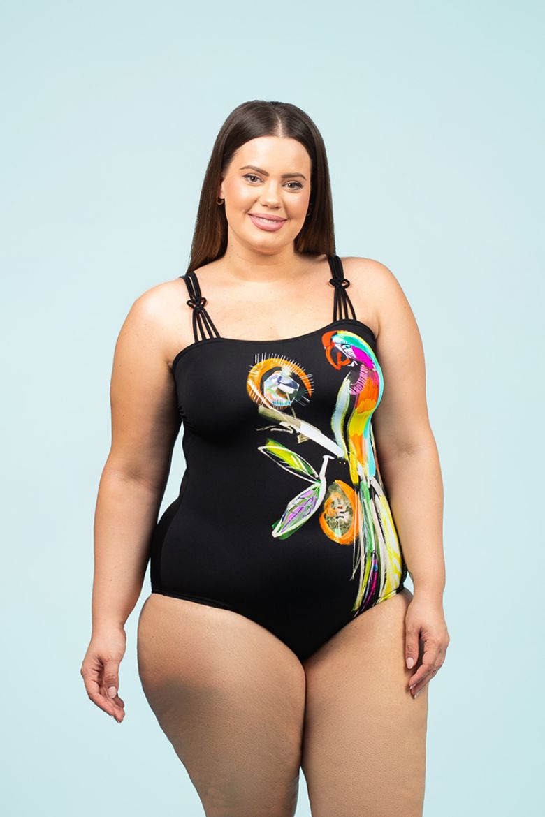 Plus size veliki brojevi Kupaći kostim jednodijelni s  printom ptice za punije