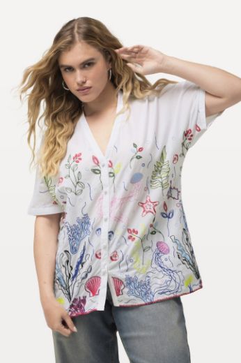 Plus size veliki brojevi Bluza kratkih rukava morskog printa za punije