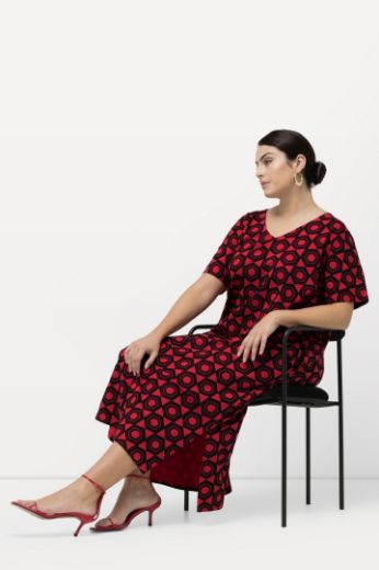 Plus size veliki brojevi Haljina kratkih rukava V izreza s geometrijskim printom za punije