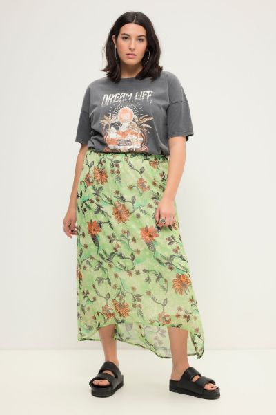 Veliki brojevi Suknja midi cvjetnog printa moda za punije