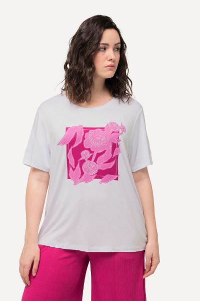 Veliki brojevi Majica kratkih rukava s cvjetnog printa moda za punije