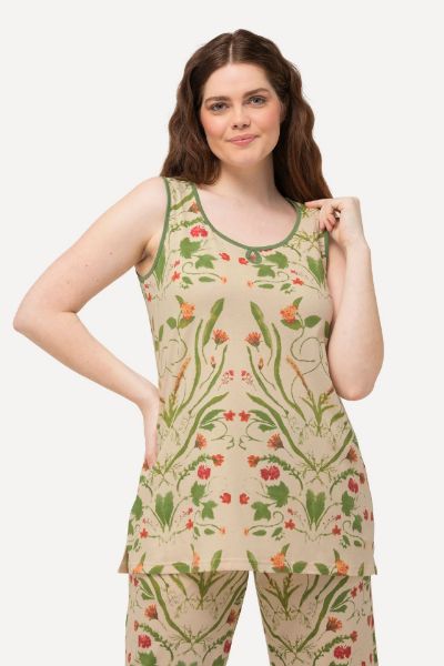 Veliki brojevi Pidžama bez rukava s cvijetnim uzorkom moda za punije