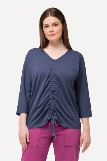 Plus size veliki brojevi Majica 3/4 rukava s naborima za punije